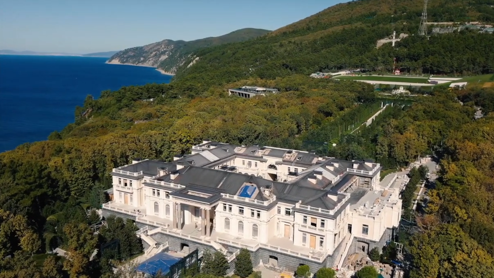 The picture reveals a palace on the shore of the Black Sea.