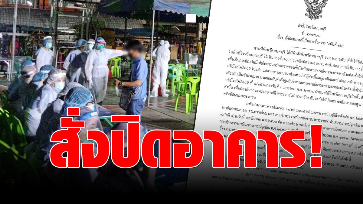 Nonthaburi ordered to close commercial buildings around Bang Bua Thong market  Pub – Bar – Gunkovid School