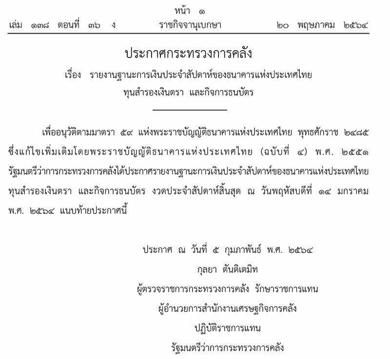 à¸£à¸²à¸Šà¸ à¸ˆà¸ˆà¸²à¸¯ à¸›à¸£à¸°à¸à¸²à¸¨à¸à¸²à¸™à¸°à¸à¸²à¸£à¹€à¸‡ à¸™à¹„à¸—à¸¢ à¸žà¸šà¸‚à¸²à¸