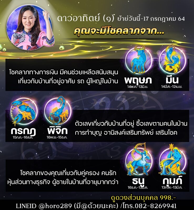 ดวงวันนี้ เผย 6 ราศี อาทิตย์ย้าย จะมีโชคลาภจากไหนบ้างถึง ...