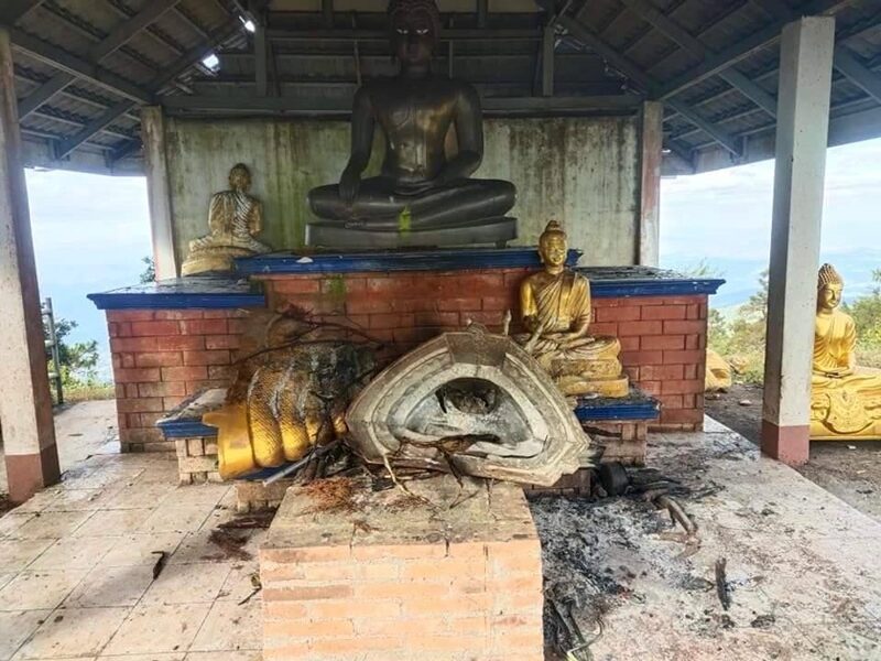 สะเทือนใจชาวพุทธ คนร้ายลอบเผา-ทำลายพระพุทธรูป ดอยม่อนอังเกตุ จ.เชียงใหม่ สถานที่ท่องเที่ยวชมทะเลหมอกชื่อดัง