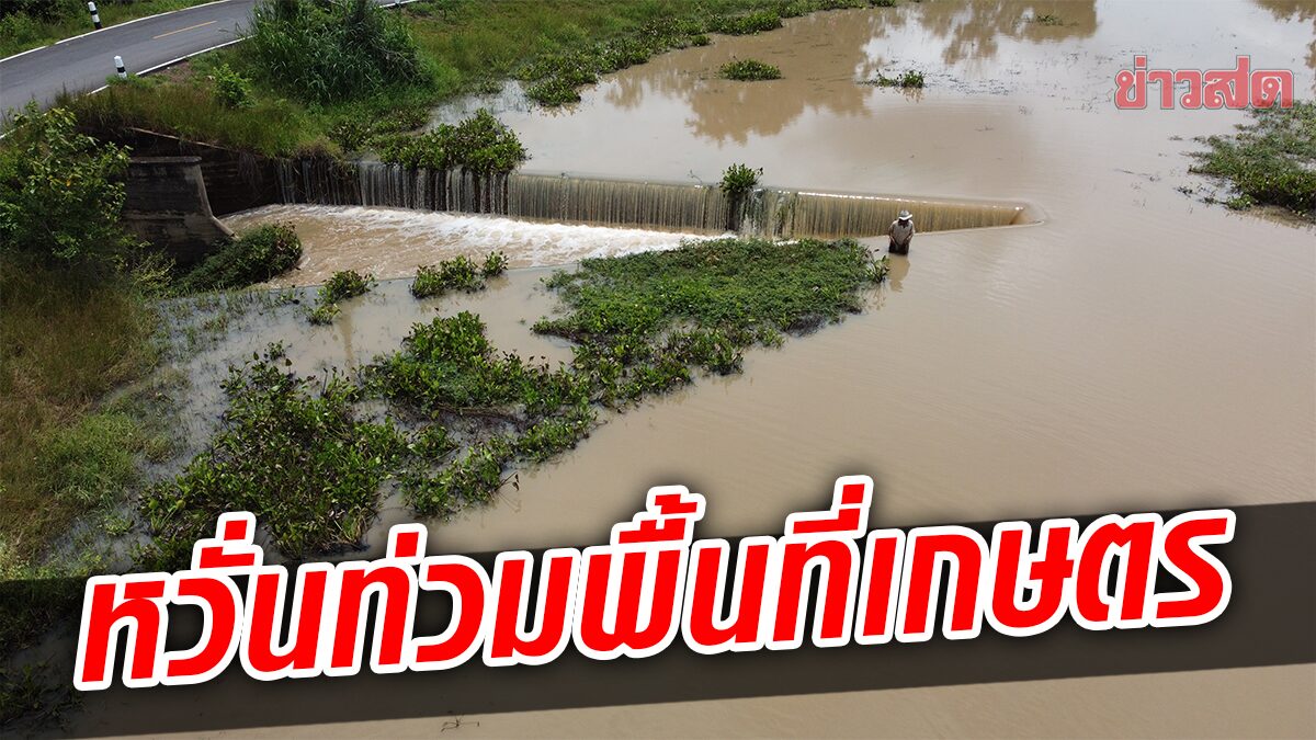 ฝนตกหนัก อ่างห้วยสะกาด น้ำล้นสปิลเวย์ ชาวบ้านหวั่นเอ่อท่วมพื้นที่เกษตร