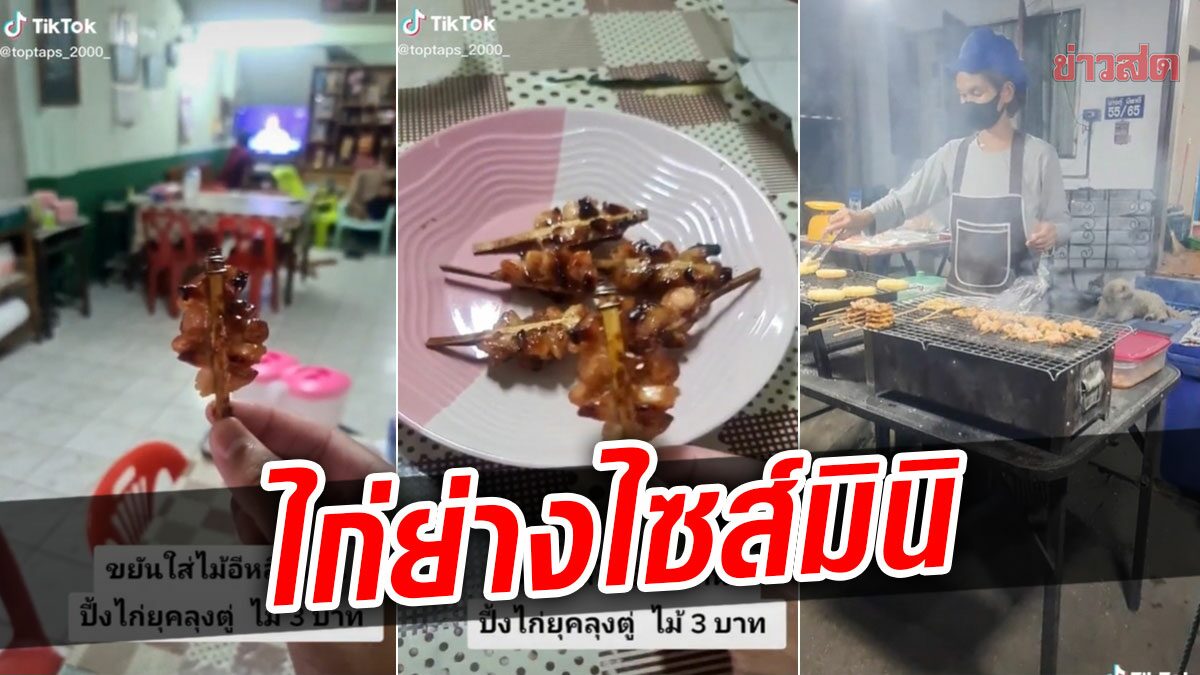 หดลงไปเรื่อยๆ! ชาวเน็ตเอ็นดู ไก่ย่างไซส์มินิ ไม้ละ 3 บาท แม่ค้าสุดครีเอท จิ๋วแต่แจ๋ว