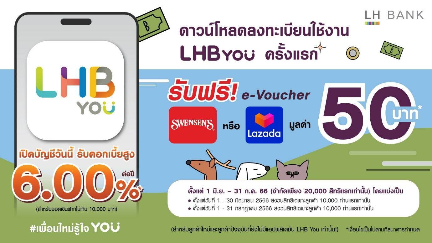 LH Bank ส่งแคมเปญ “LHB You ยิ่งโหลด ยิ่งได้” เลือกรับทันที E-Voucher ...