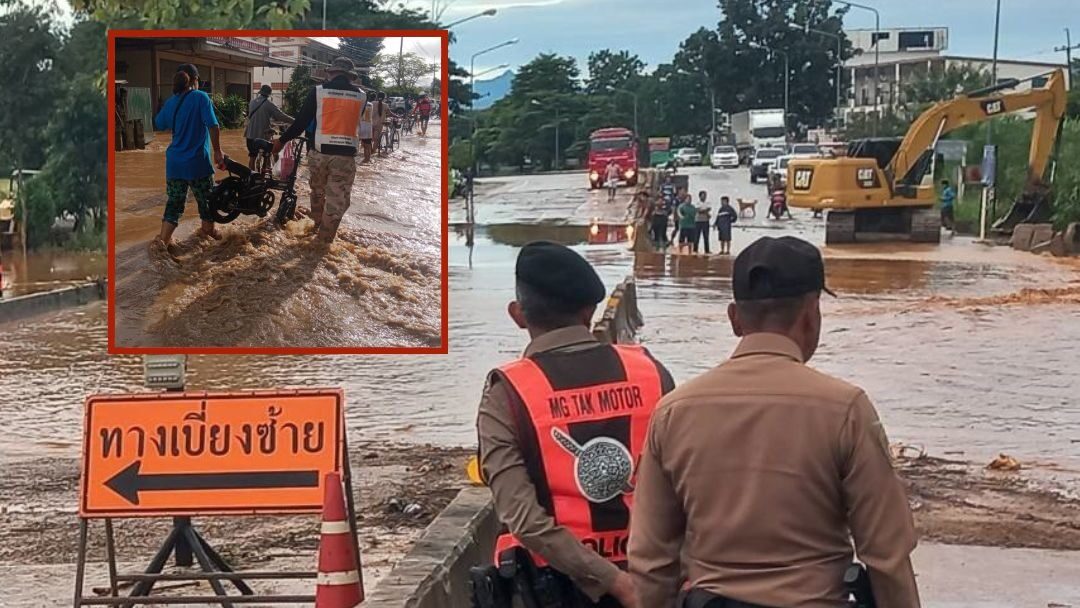 ฝนถล่มหนัก น้ำป่าหลากรุนแรง จมหมู่บ้านชายแดน พบพระ-แม่สอด เร่งอพยพหนีน้ำกลางดึก